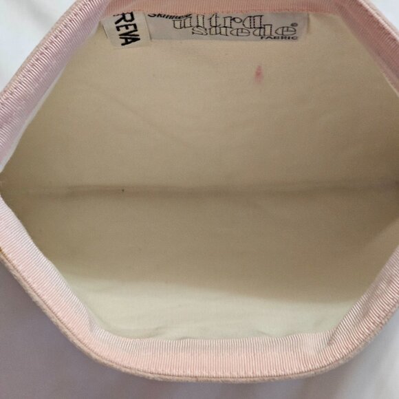 Reva Skinner Vintage Ultra Suede Clutch Purse With Gold Chain Strap Pink & Gold - Picture 2 of 9